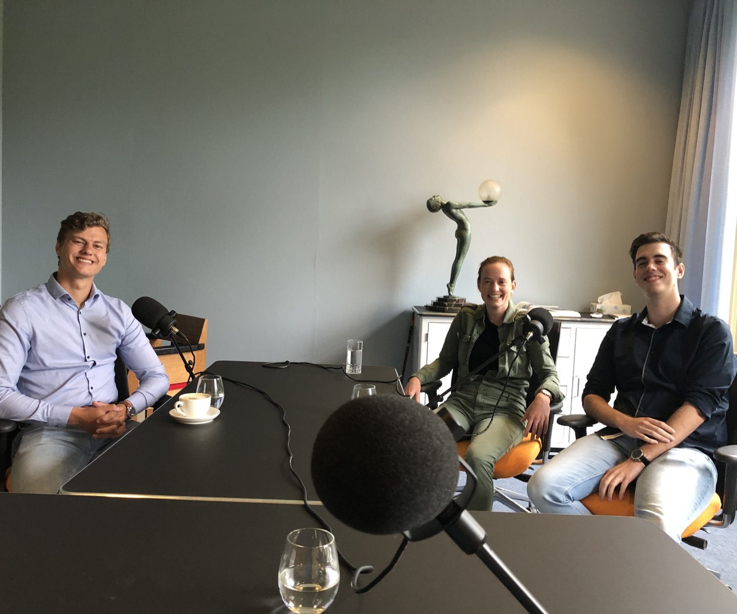 Stout Groep podcast opname met Max Büchner, Martijn Kemperman en Marianne van Essen